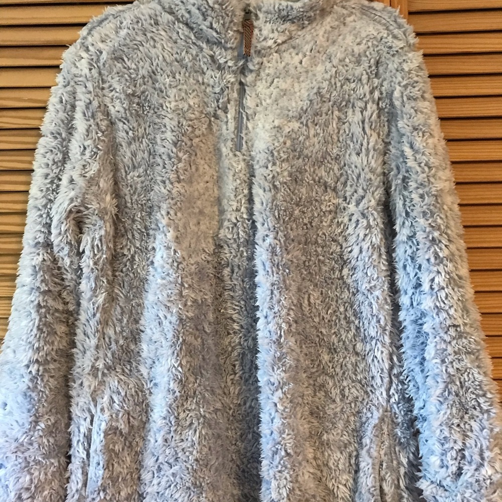 Weatherproof Vintage Sherpa Sweatshirt Women’s XL 1/4 Zip Pockets Blue